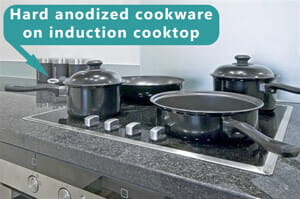 Hard anodized cookware on induction cooktop