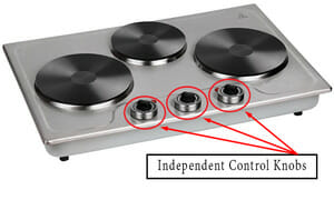 hotplate with independent control knobs